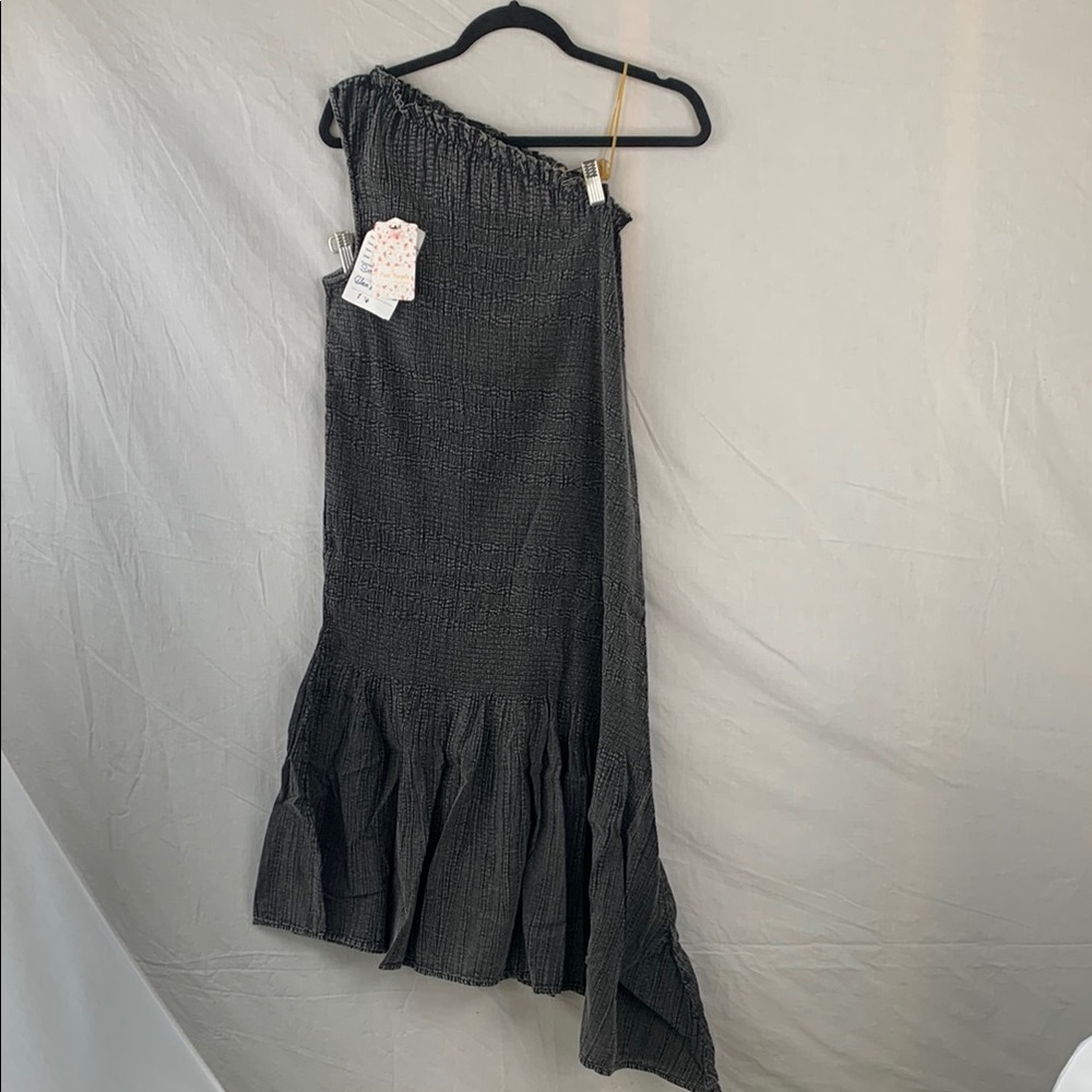 Unique Free People One-Shoulder Elegant Grey Ruffled dress